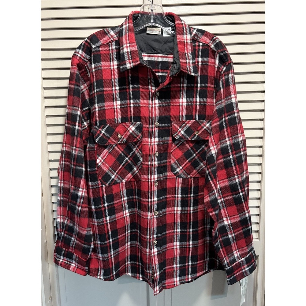 Field & Stream Plaid Flannel Heavyweight Shacket Button Up Size XL Pockets NWT